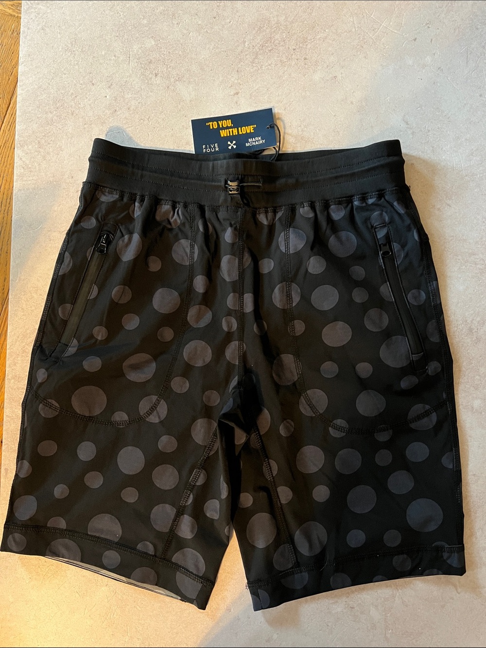 Five Four Mark McNairy Daren Polka Dot Black Athletic/Lounge Shorts NWT $150